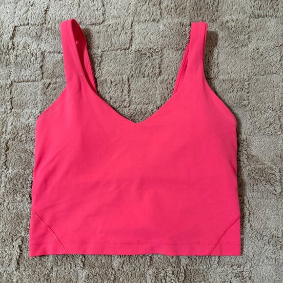 Lululemon Align Cropped Athletic Yoga Tank Top Built In Bra Lip Gloss Pink 6 - Picture 1 of 9